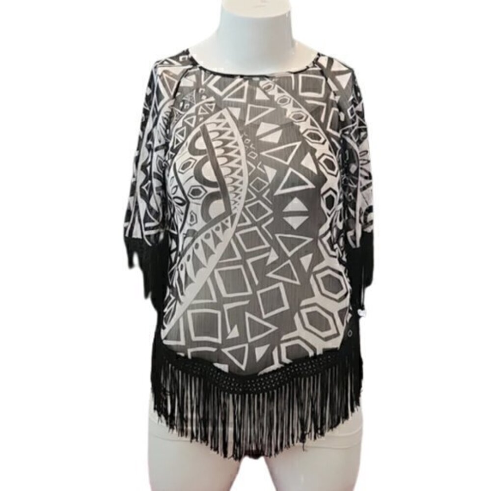 [Chico's] Sheer Fringe Blouse - Size 0